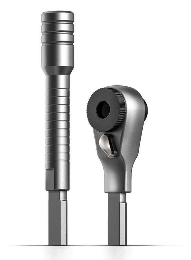 GALVANOX Flat-End Ratchet and Bit Extender Set for Multi-Tools, Designed for Use with Leatherman Models, Ratcheting Bit Driver (Silver) - Image 1